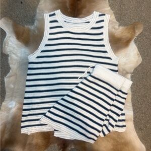 Striped Knit Tank and Shorts Set